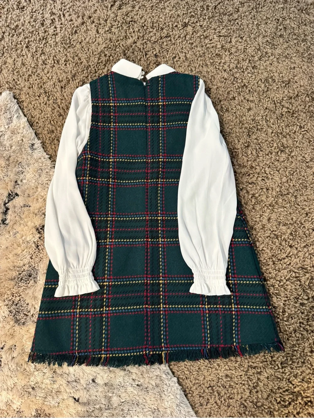 Abel and Lula Plaid Pinafore Dress with Bow Detail
